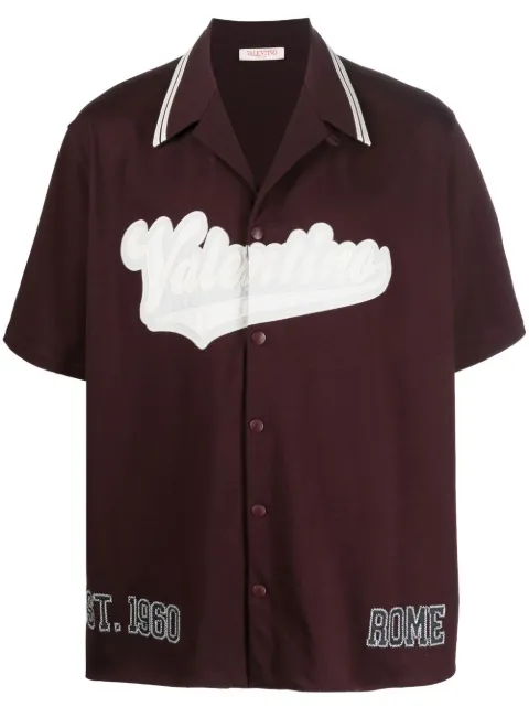 Valentino Garavani logo-patch short-sleeve shirt Red VMM00B8QH