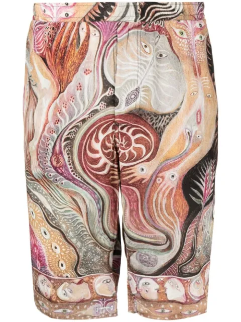 Endless Joy Dark Star graphic-print silk shorts Purple DARKSTARSHORTS