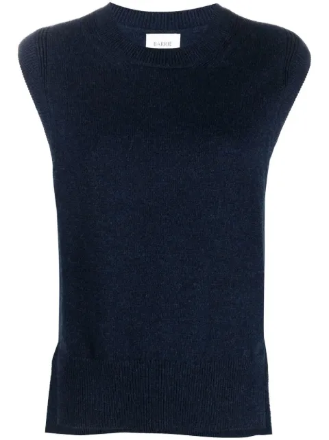 Barrie Iconic sleeveless cashmere jumper Blue C159346