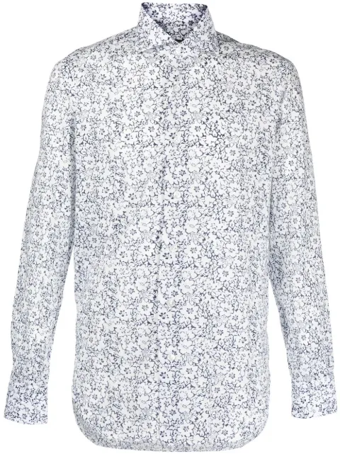 Barba floral-print long-sleeve shirt White 8615
