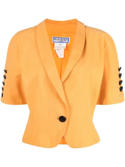 Saint Laurent Pre-Owned 1980s single-breasted short-sleeved jacket Orange YVSA390MS
