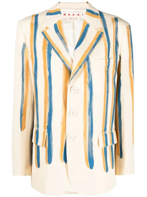Marni striped single-breasted blazer Neutrals GIMA0182U6USCS99