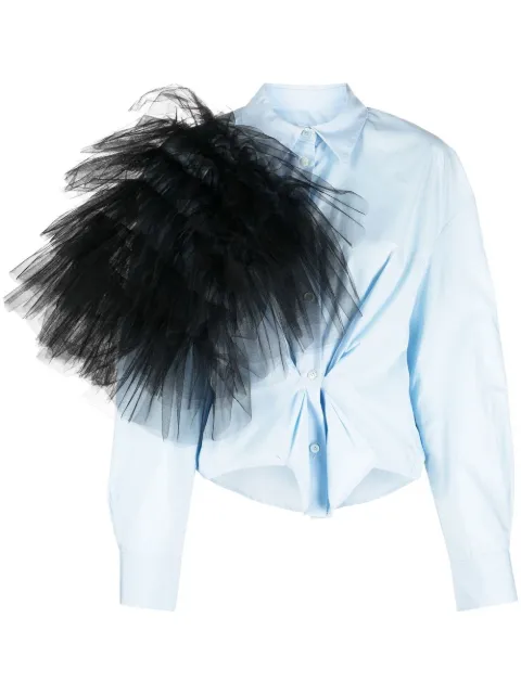 ACT Nº1 tulle-embellished detail shirt Blue SST2203