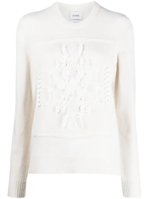 Barrie round neck cashmere jumper White C104352