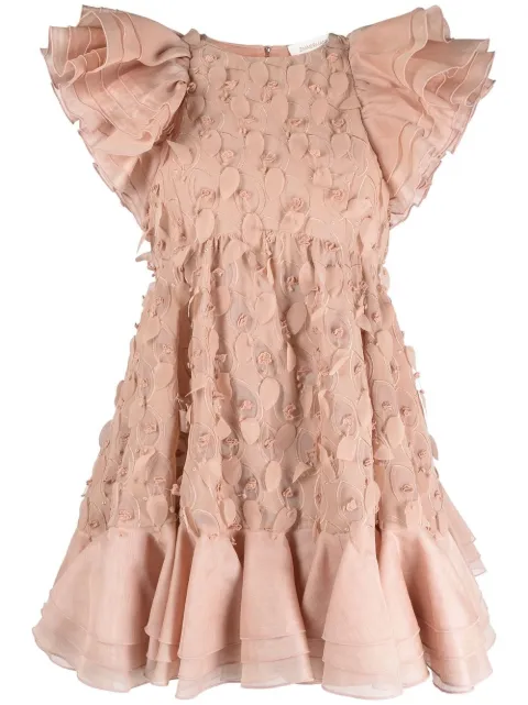 ZIMMERMANN Dancer frill-trim mini dress Pink 3770DDAN