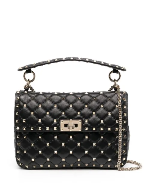 Valentino Garavani Rockstud quilted shoulder bag Black WB0122NAP