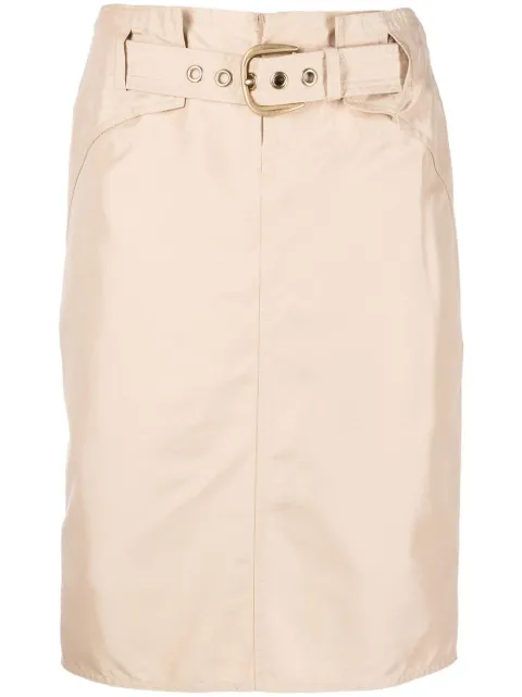 Gucci Pre-Owned 2000s belted pencil skirt Neutrals GUC290AX