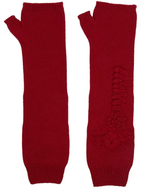 Barrie cashmere fingerless mittens Red C30832