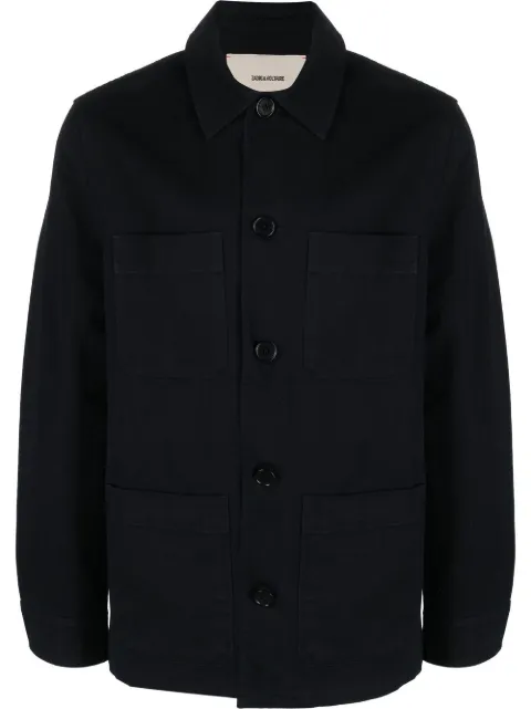 Zadig&Voltaire slogan-print shirt jacket Blue WMOW00325