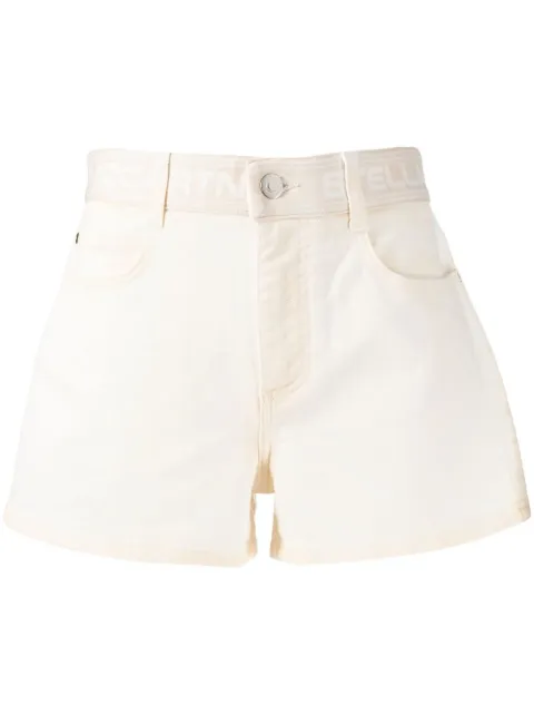Stella McCartney logo-waistband mini shorts Neutrals 6043403SOH75
