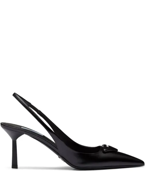 Prada logo-plaque slingback pumps Black 1I901MF075055