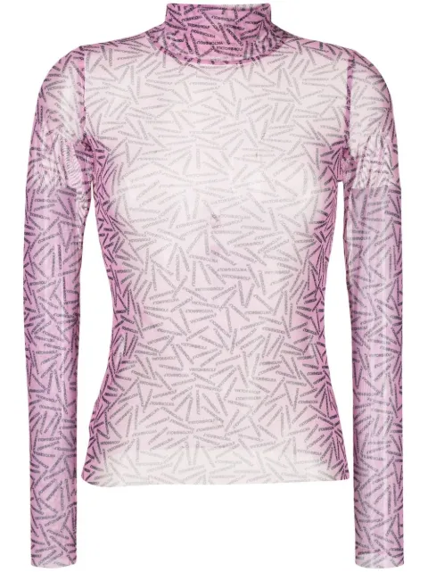 Viktor & Rolf semi-sheer logo-print top Pink TT02032