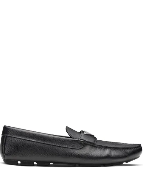 Prada logo-plaque leather loafers Black 2DD164FU00I053