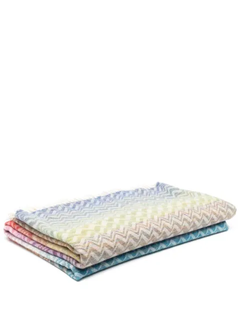 Missoni Home zigzag-pattern fringed throw Red 1B3PL99007