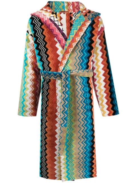 Missoni Home Giacomo belted hooded bathrobe Blue 1G3AC99708