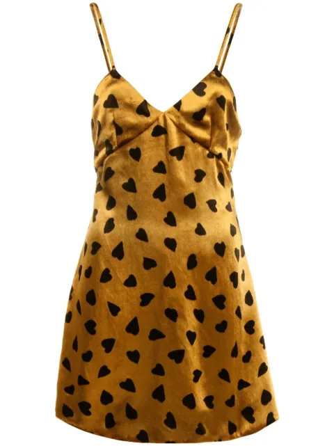Saint Laurent all-over heart-print dress Yellow 683136Y5E16