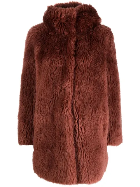 Yves Salomon short hooded wool coat Brown 23WMM01087LATAA4054