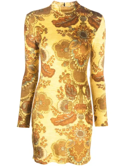 Kwaidan Editions all-over graphic-print dress Yellow SS22WD068W