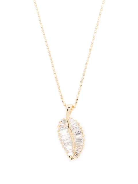 Anita Ko 18kt yellow gold baguette diamond palm leaf necklace Gold AKPLNYG