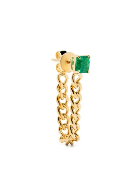 Anita Ko 18kt yellow gold cuban link emerald stud earring Gold AKECBLEYG