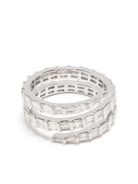 Anita Ko 18kt white gold three row baguette diamond coil ring Silver AKBGCO200WG