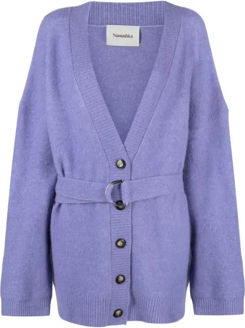 Nanushka drop-shoulder belted cardi-coat Purple NW22FWSW00243