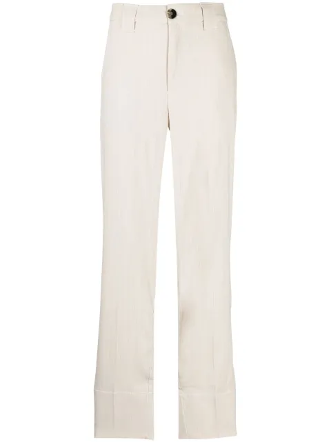 GANNI high-waisted straight-leg trousers Neutrals F6806121