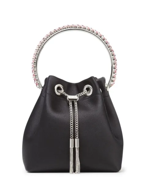 Jimmy Choo Bon Bon crystal-embellished satin bag Black BONBONVKM