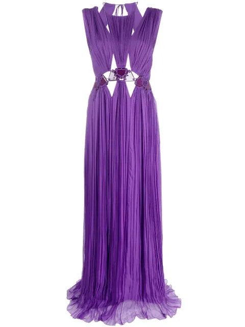 Alberta Ferretti cut-out halterneck maxi dress Purple A04940114
