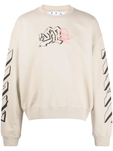 Off-White graffiti print crew-neck sweatshirt Neutrals OMBA058S22FLE0031710