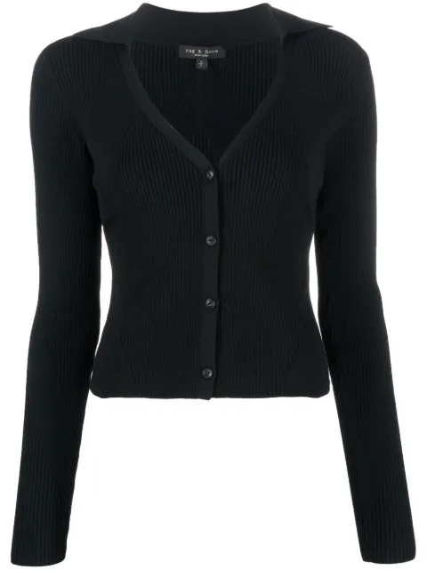 rag & bone ribbed knitted cardigan Black WAS22P044LD44