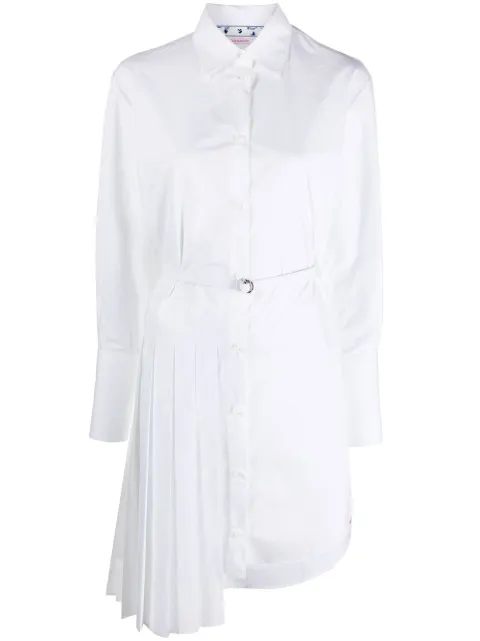 Off-White slogan-print shirt dress White OWDB280C99FAB0020110