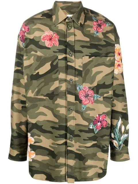 Faith Connexion floral camouflage-print shirt Green EMS22248