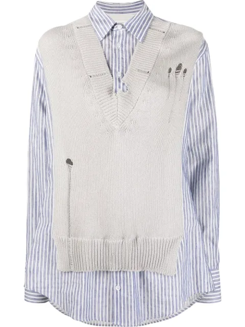 Maison Margiela layered knit-detail shirt Blue S51DL0394S54773
