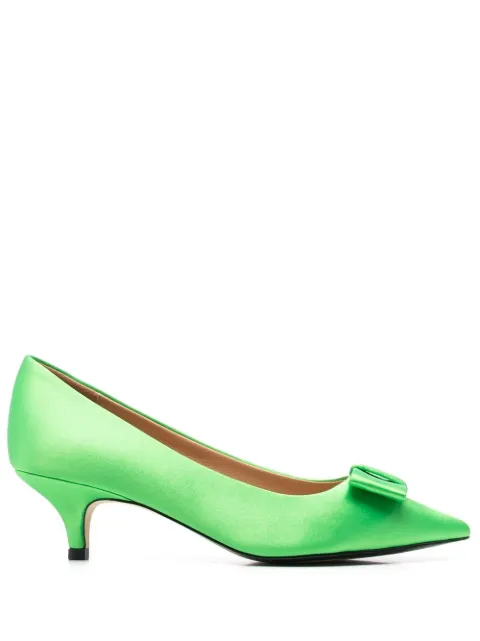 Age of Innocence Jacqueline 50mm bow-embellished pumps Green SS22JACQUELINESATINGREEN