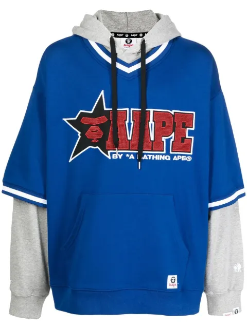 AAPE BY *A BATHING APE® logo-print pullover hoodie Blue AAPSWM3875XXI