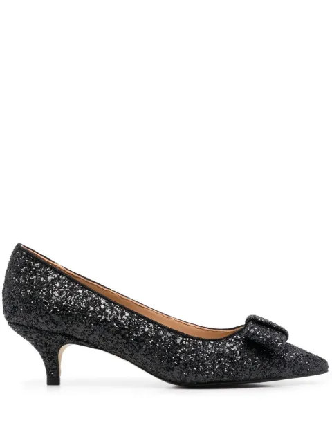 Age of Innocence Jacqueline 50mm bow-embellished pumps Black SS22JACQUELINEGLITTERBLACK