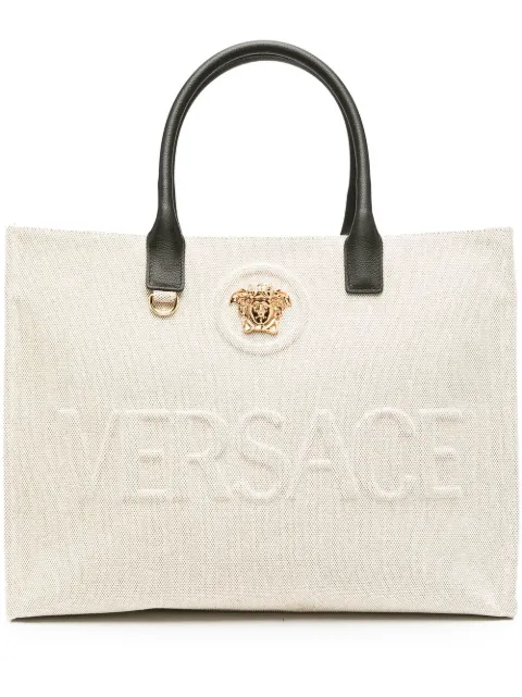 Versace La Medusa large canvas tote Neutrals 10047411A03494
