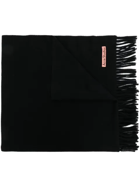 Acne Studios fringed wool scarf Black CA0209