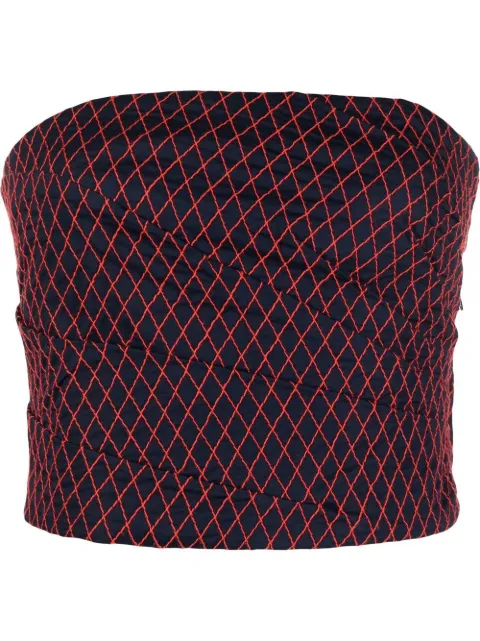 Tory Burch diamond-stitch wrapped bandeau top Blue 136776