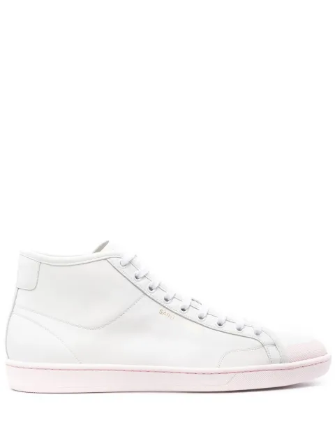 Saint Laurent logo-stamp high top sneakers Yellow 652773AAAIG
