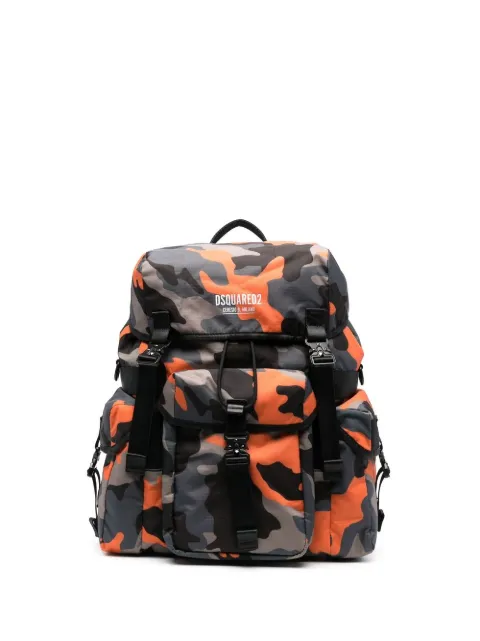 DSQUARED2 Ceresio 9 camouflage-print backpack Orange BPM007816805525