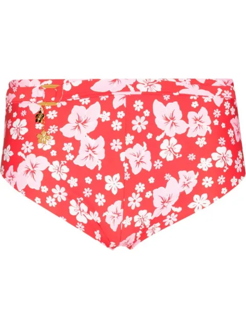 Frankies Bikinis floral mid-rise bikini bottoms Red 11350NS