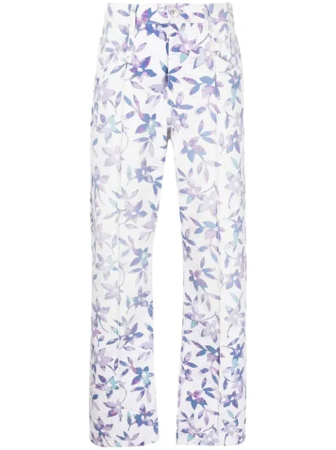 ISABEL MARANT floral-print straight-leg trousers White PA210422E016I