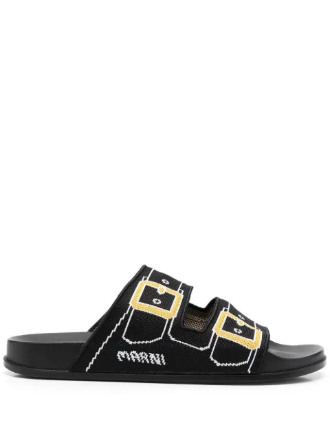 Marni tromp l'oeil print sandals Black SAMR003802P4547
