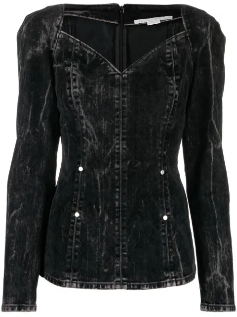 Stella McCartney flocked velvet denim blouse Black 6D00853SPH05