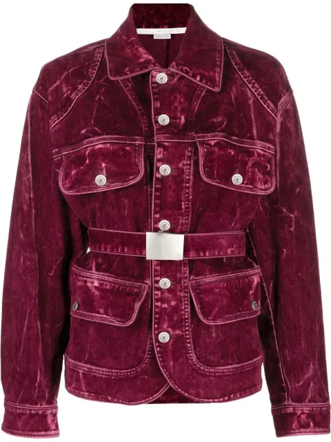 Stella McCartney flocked velvet belted jacket Neutrals 6D00863SPH05