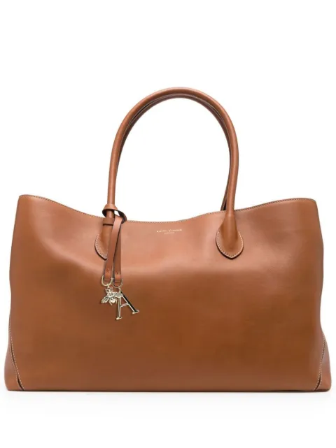 Aspinal Of London logo-print leather tote bag Brown 042215015160000