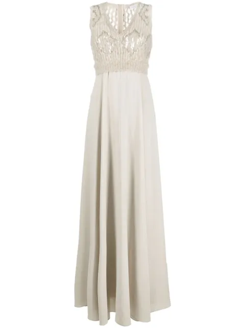 Brunello Cucinelli sequin-embellished sleeveless gown Neutrals M1UR03A92C9140
