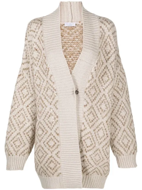 Brunello Cucinelli jacquard-knit cardigan Neutrals M6D325006CDS85